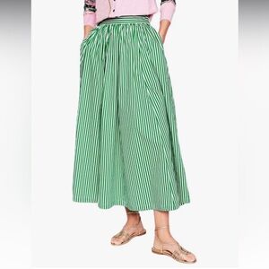 Green Striped Midi Skirt